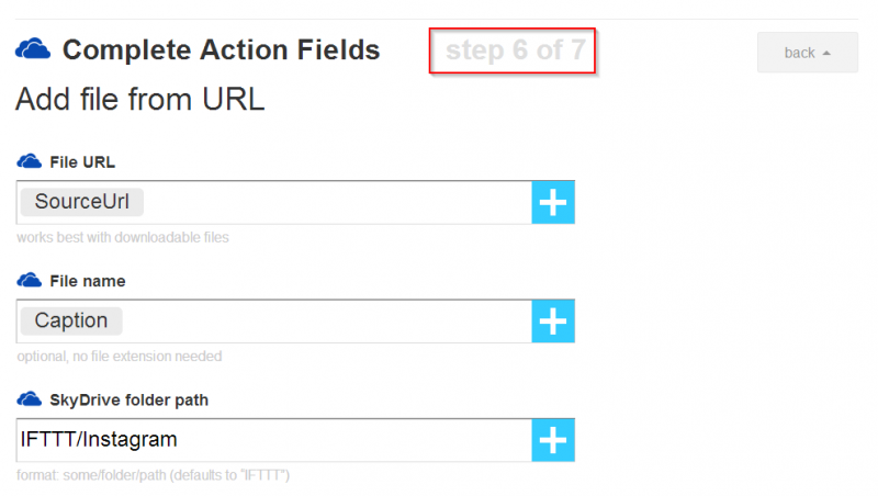 Action fields for file from URL